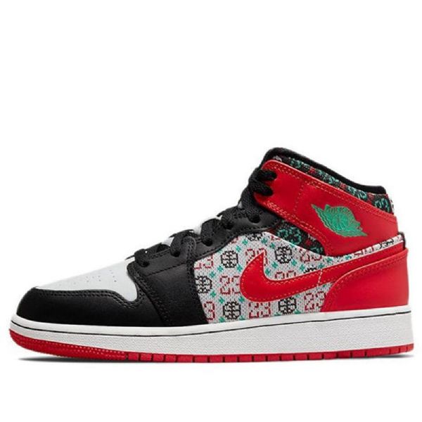 Nike Air Jordan 1 Mid Tops Se Gs Retro Basketbalové Boty Pro Muže Černočervené