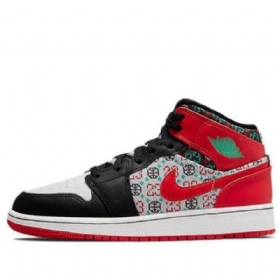 Nike Air Jordan 1 Mid Tops Se Gs Retro Basketbalové Boty Pro Muže Černočervené