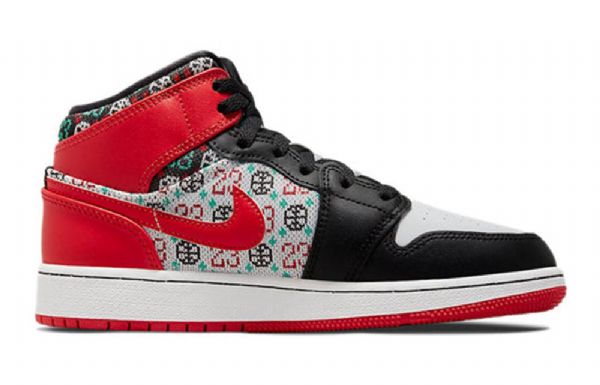 Nike Air Jordan 1 Mid Tops Se Gs Retro Basketbalové Boty Pro Muže Černočervené