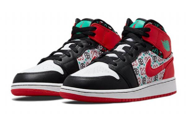 Nike Air Jordan 1 Mid Tops Se Gs Retro Basketbalové Boty Pro Muže Černočervené