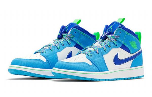 Nike Air Jordan 1 Mid Tops Se Gs Retro Basketbalové Boty Pro Muže Modrobílé