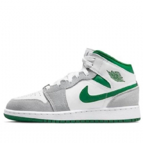 Nike Air Jordan 1 Mid Tops Se Gs Retro Basketbalové Boty Pro Muže Šedozelená
