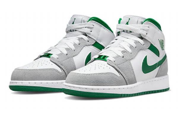 Nike Air Jordan 1 Mid Tops Se Gs Retro Basketbalové Boty Pro Muže Šedozelená