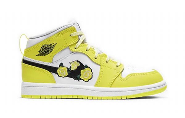Nike Air Jordan 1 Mid Tops Se Ps Retro Basketbalové Boty Pro Muže Růžově Žlutá