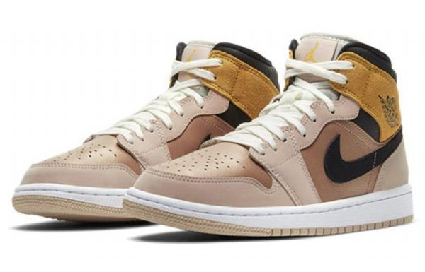 Nike Air Jordan 1 Mid Tops Se Retro Basketbalová Obuv Pro Ženy Béžová