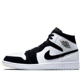 Nike Air Jordan 1 Mid Tops Se Retro Basketbalové Boty Pro Muže Černá Bílý