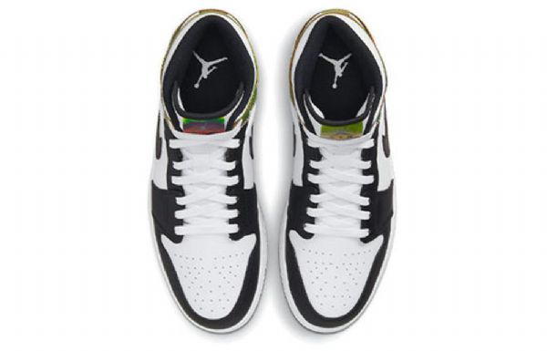Nike Air Jordan 1 Mid Tops Se Retro Basketbalové Boty Pro Muže Černá Bílý