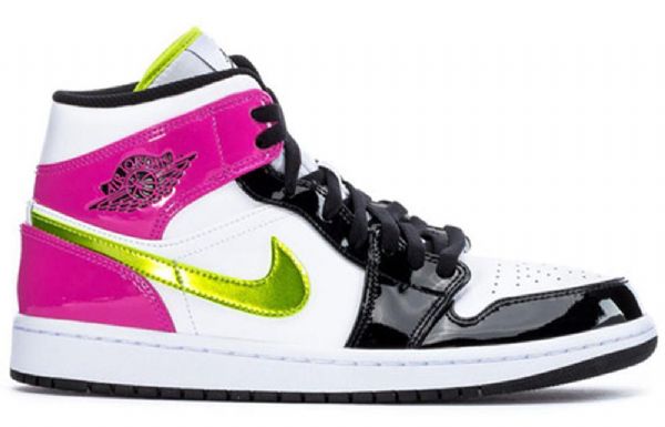 Nike Air Jordan 1 Mid Tops Se Retro Basketbalové Boty Pro Muže Černá Bílý Fuchsia