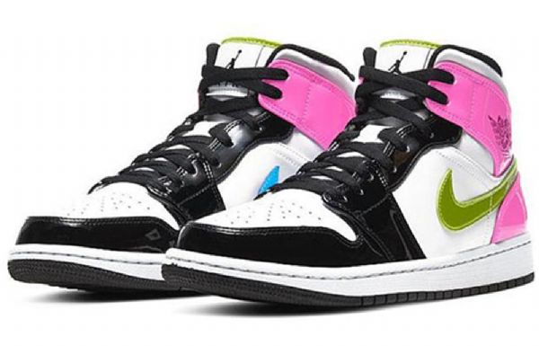 Nike Air Jordan 1 Mid Tops Se Retro Basketbalové Boty Pro Muže Černá Bílý Fuchsia