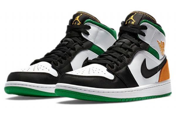 Nike Air Jordan 1 Mid Tops Se Retro Basketbalové Boty Pro Muže Černá Bílý Hnědý