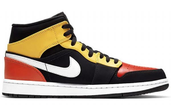Nike Air Jordan 1 Mid Tops Se Retro Basketbalové Boty Pro Muže Černá Žlutá Oranžová