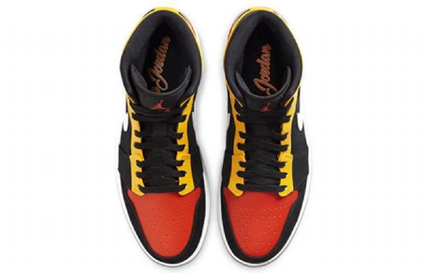 Nike Air Jordan 1 Mid Tops Se Retro Basketbalové Boty Pro Muže Černá Žlutá Oranžová