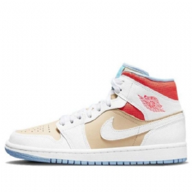 Nike Air Jordan 1 Mid Tops Se Retro Basketbalové Boty Pro Ženy Bílá Hnědá