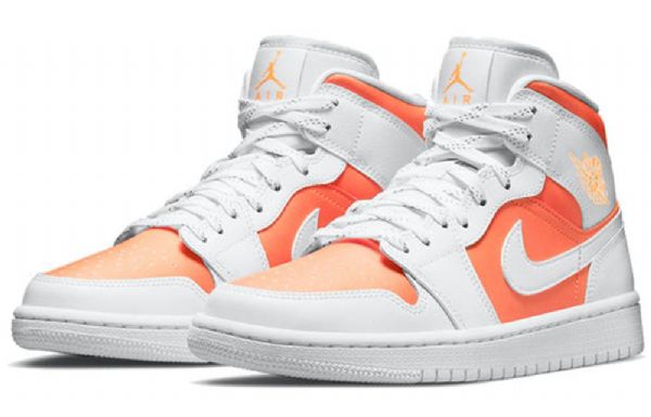 Nike Air Jordan 1 Mid Tops Se Retro Basketbalové Boty Pro Ženy Bílá Oranžová