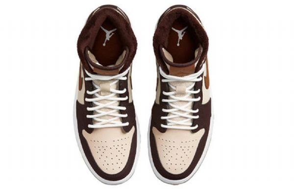 Nike Air Jordan 1 Mid Tops Se Retro Basketbalové Boty Pro Ženy Šlehačka Tmavě Hnědá Čokoláda
