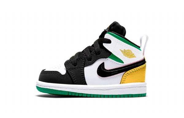 Nike Air Jordan 1 Mid Tops Se Td Retro Basketbalové Boty Pro Děti Černá Bílý Hnědý