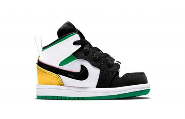 Nike Air Jordan 1 Mid Tops Se Td Retro Basketbalové Boty Pro Děti Černá Bílý Hnědý