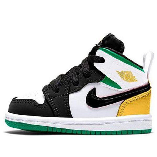 Nike Air Jordan 1 Mid Tops Se Td Retro Basketbalové Boty Pro Děti Černá Bílý Hnědý