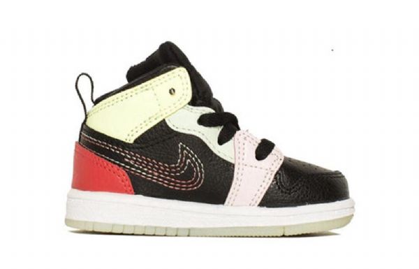 Nike Air Jordan 1 Mid Tops Se Td Retro Basketbalové Boty Pro Děti Černá Zelená Červený