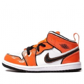 Nike Air Jordan 1 Mid Tops Se Td Retro Basketbalové Boty Pro Děti Oranžová