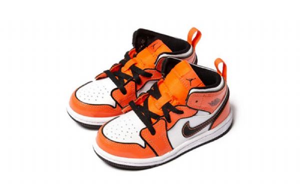 Nike Air Jordan 1 Mid Tops Se Td Retro Basketbalové Boty Pro Děti Oranžová