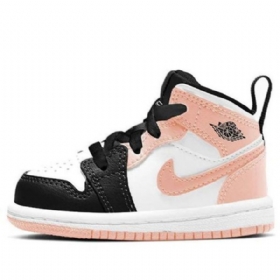Nike Air Jordan 1 Mid Tops Td Retro Basketbalové Boty Pro Děti Černá Coral