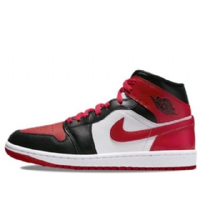 Nike Air Jordan 1 Mid Tops Wide Toe Retro Basketbalové Boty Pro Ženy Černo-červené