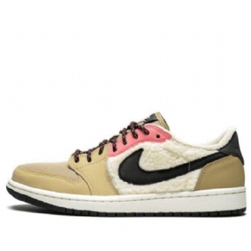 Nike Air Jordan 1 Retro Low Tops Fleece Basketbalové Boty Pro Ženy Béžová