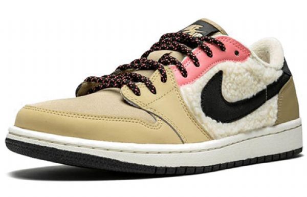 Nike Air Jordan 1 Retro Low Tops Fleece Basketbalové Boty Pro Ženy Béžová