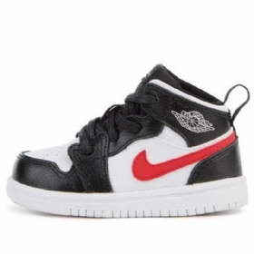 Nike Air Jordan 1 Retro Mid Tops Bt Basketbalové Boty Pro Děti Černá Bílý
