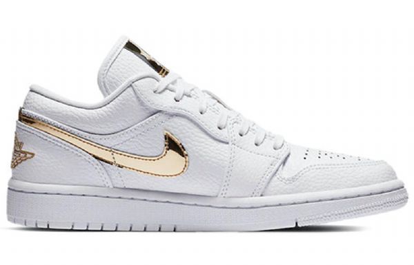 Nike Air Jordan 1 Retro Nízké Topy Basketbalové Boty Pro Ženy Bílé Zlato