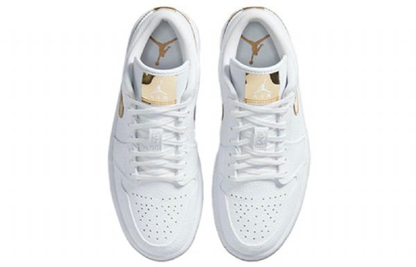 Nike Air Jordan 1 Retro Nízké Topy Basketbalové Boty Pro Ženy Bílé Zlato