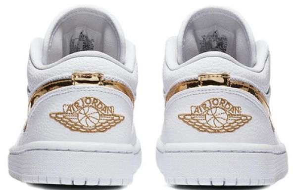 Nike Air Jordan 1 Retro Nízké Topy Basketbalové Boty Pro Ženy Bílé Zlato