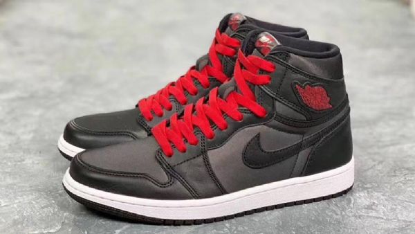Nike Air Jordan 1 Saténové Boty Pro Muže Černo Červená