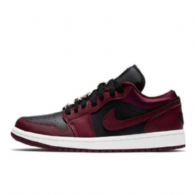 Nízké Kaštanové Boty Nike Air Jordan 1 Pro Ženy Vínově Černé