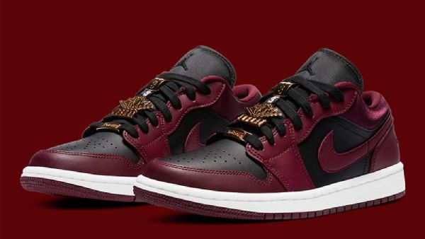 Nízké Pánské Kaštanové Boty Nike Air Jordan 1 Vínově Černé