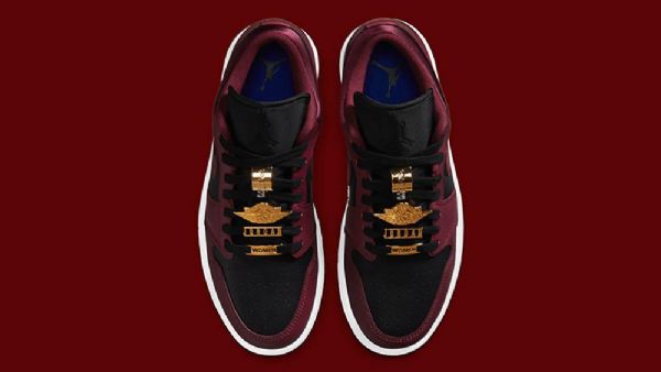 Nízké Pánské Kaštanové Boty Nike Air Jordan 1 Vínově Černé