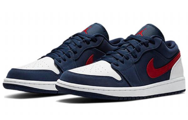 Nízké Retro Basketbalové Boty Nike Air Jordan 1 Pro Muže Tmavě Modrá Bílý Červený