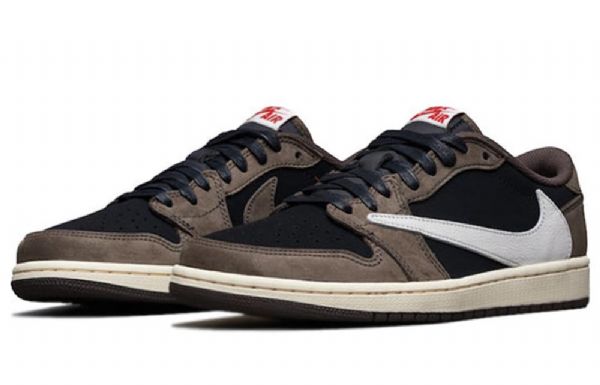 Nízké Retro Basketbalové Boty Nike Travis Scott Air Jordan 1 Pro Muže Hnědobílé
