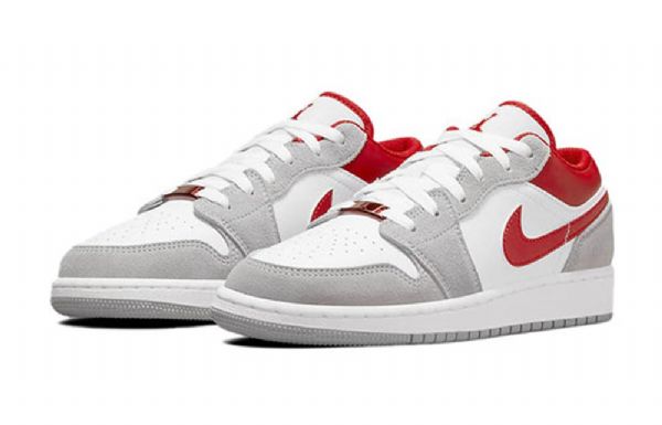 Pánské Basketbalové Boty Nike Air Jordan 1 Low Tops Se Gs Světle Šedočervené