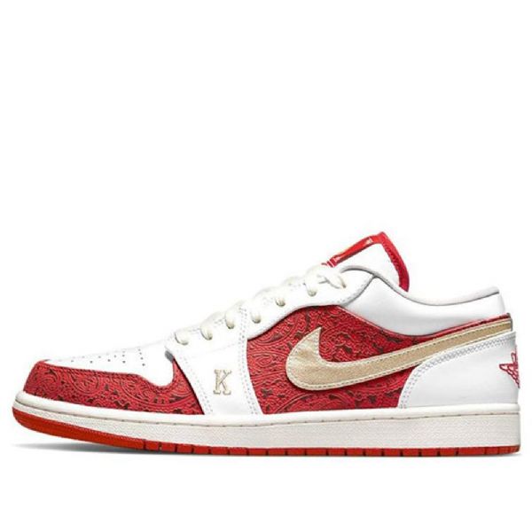 Pánské Basketbalové Boty Nike Air Jordan 1 Low Tops Se Retro Červený Bílý
