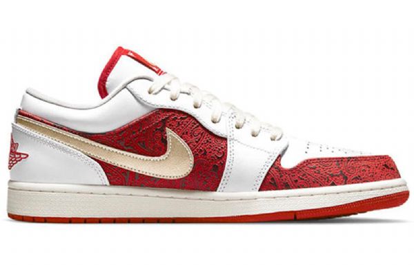 Pánské Basketbalové Boty Nike Air Jordan 1 Low Tops Se Retro Červený Bílý