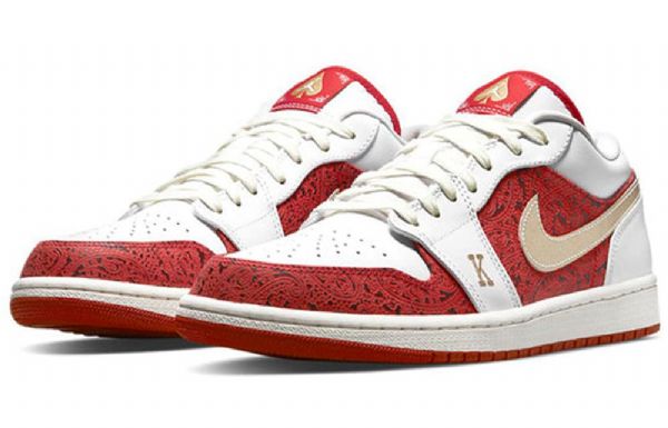 Pánské Basketbalové Boty Nike Air Jordan 1 Low Tops Se Retro Červený Bílý