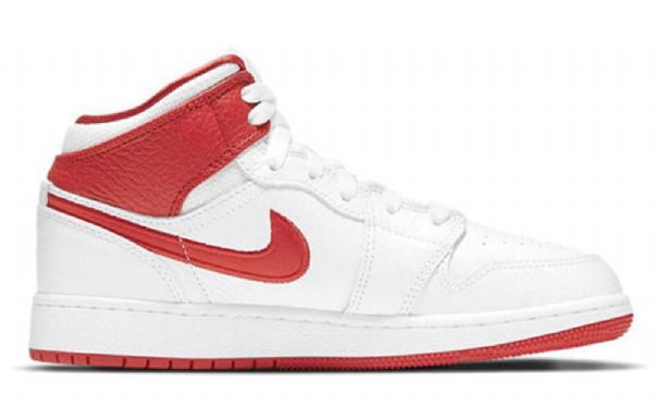 Pánské Basketbalové Boty Nike Air Jordan 1 Mid Tops Gs Bílá Červená