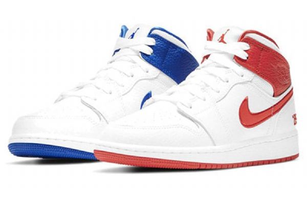 Pánské Basketbalové Boty Nike Air Jordan 1 Mid Tops Gs Bílá Červená