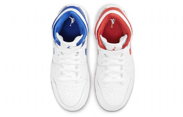 Pánské Basketbalové Boty Nike Air Jordan 1 Mid Tops Gs Bílá Červená
