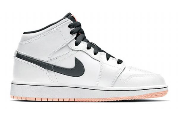 Pánské Basketbalové Boty Nike Air Jordan 1 Mid Tops Gs Bílá Oranžová