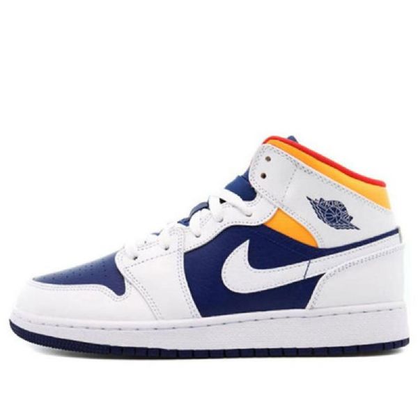 Pánské Basketbalové Boty Nike Air Jordan 1 Mid Tops Gs Bílý Deep Royal Modrý