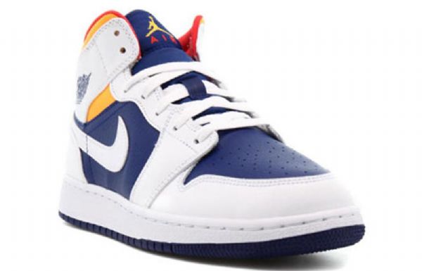 Pánské Basketbalové Boty Nike Air Jordan 1 Mid Tops Gs Bílý Deep Royal Modrý