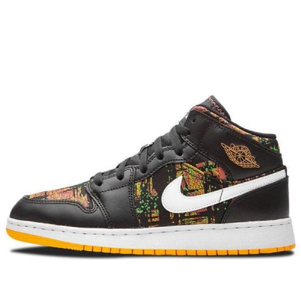 Pánské Basketbalové Boty Nike Air Jordan 1 Mid Tops Gs Černá Oranžový